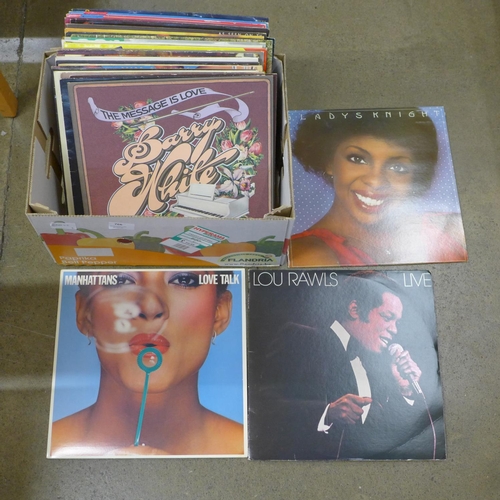 766 - A collection of thirty soul/funk LP records includes promo copies