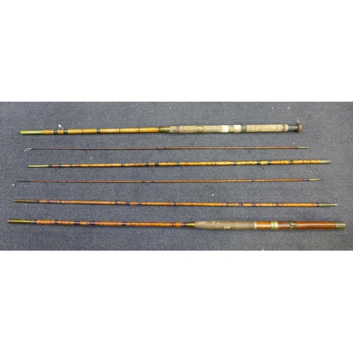 796 - Two vintage cane fishing rods, one by Milward