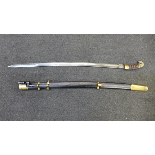 798 - A Cossack 1927 Shaska pattern sword, dated 1934 and Mosin-Nagart 1891/30 bayonet