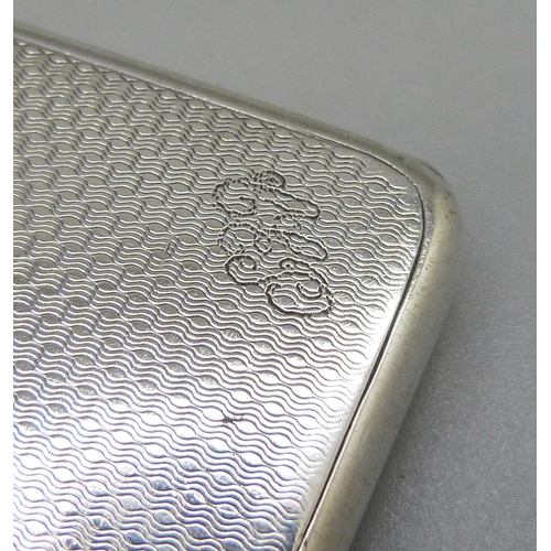 825 - A silver cigarette case, 93g, 68mm x 83mm