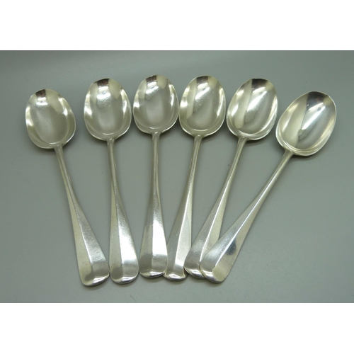 830 - A set of six silver spoons, 309g