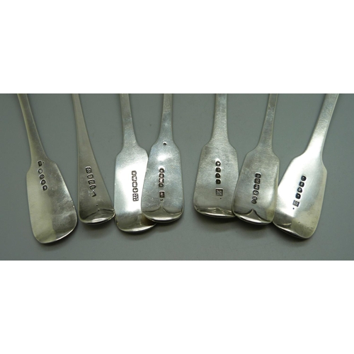 831 - Seven 19th Century silver spoons, 480g