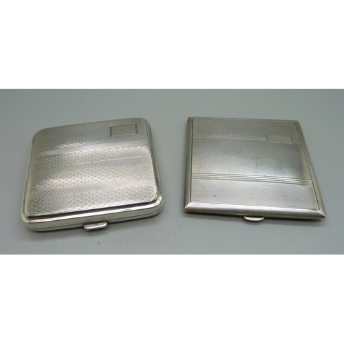 837 - Two silver cigarette cases, 221g