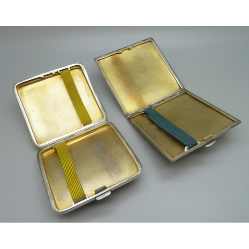 837 - Two silver cigarette cases, 221g