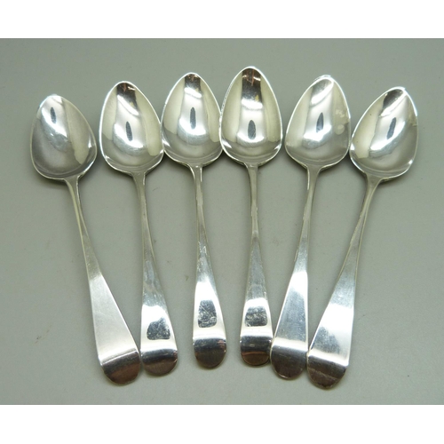 844 - Six 19th Century silver spoons, 67g