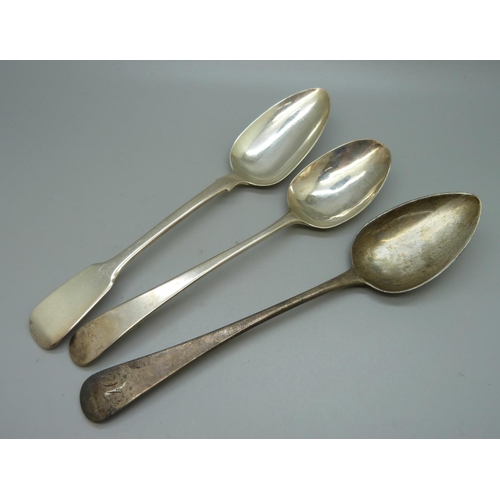 849 - Three 19th Century silver spoons, 206g