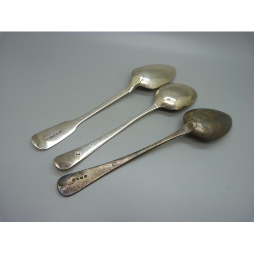 849 - Three 19th Century silver spoons, 206g