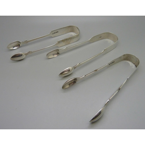 873 - Three pairs of silver sugar bows, 161g