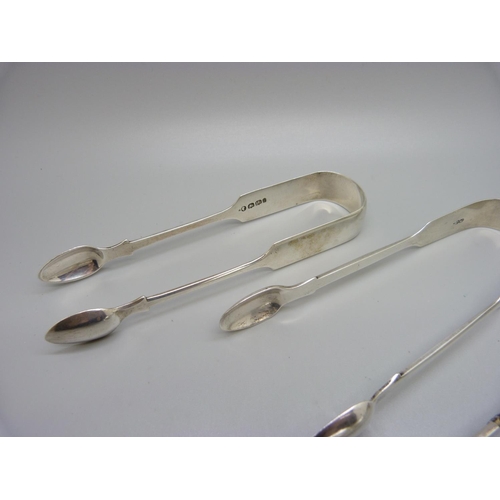 873 - Three pairs of silver sugar bows, 161g