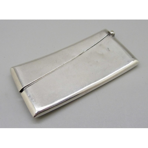 888 - A silver card case, Birmingham 1910, with initials