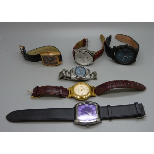 894 - Five modern designer wristwatches including Diamond & Co. and a Memostar wristwatch