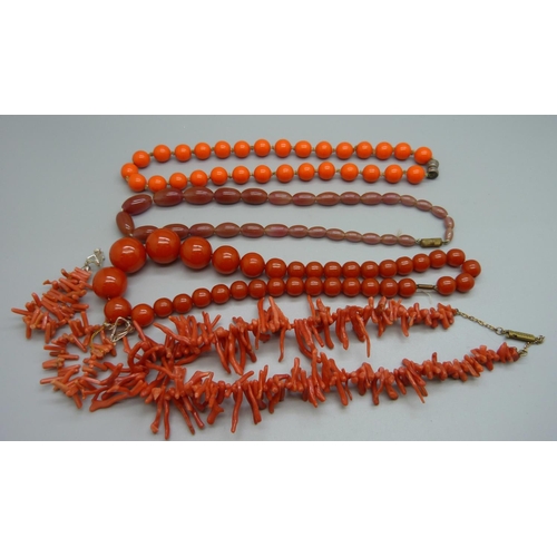 896 - Glass and coral beads