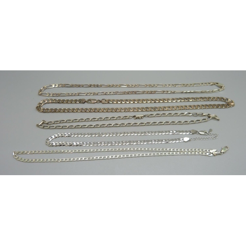 923 - Five silver chains, 83g