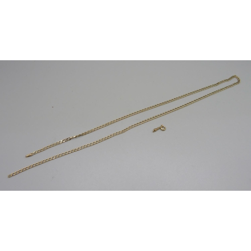 935 - A 9ct gold chain, 5.8g, (requires small repair and new fastener)