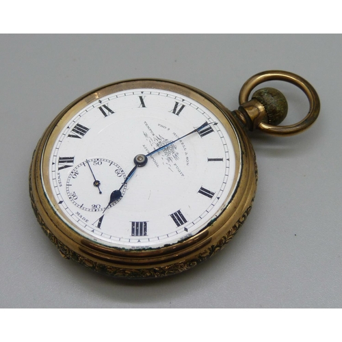 945 - A plated pocket watch, the dial marked Thos. Russell & Son, Liverpool