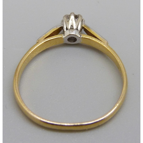 948 - A vintage gold and diamond solitaire ring, worn Birmingham hallmark, 2.6g, Q