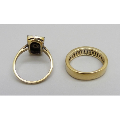 954 - A French Art Deco ring and a silver gilt ring, O and L