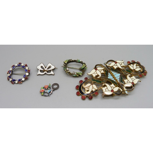 956 - Enamel jewellery and a buckle, some a/f