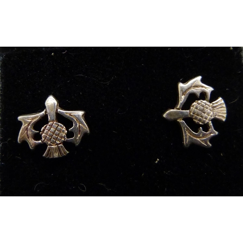 995 - A pair of silver Ortak Scottish Thistle earrings and a bracelet