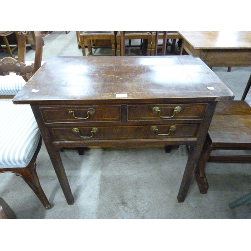 190 - A George III inlaid mahogany three drawer side table