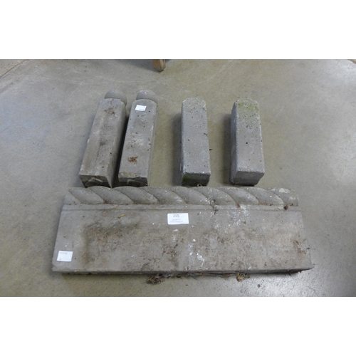 255 - A quantity of concrete rope edging tiles