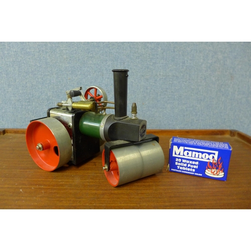 291 - A Mamod SR1 live steam model steam roller with burner