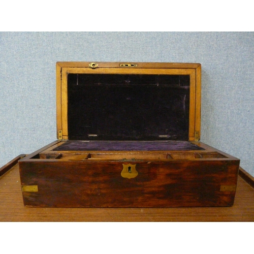 342 - A Victorian rosewood and brass inlaid writing slope