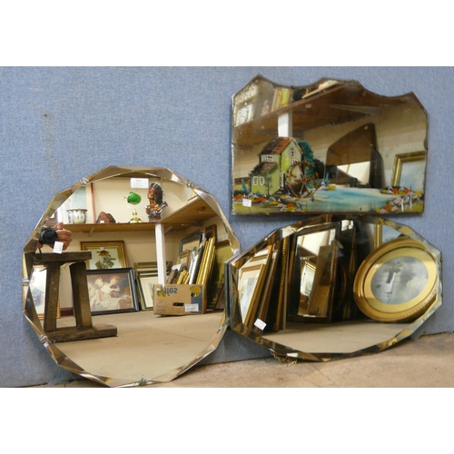 354 - Three bevelled edged mirrors