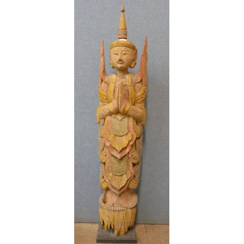 362 - A Thai carved softwood Buddhist angel deity