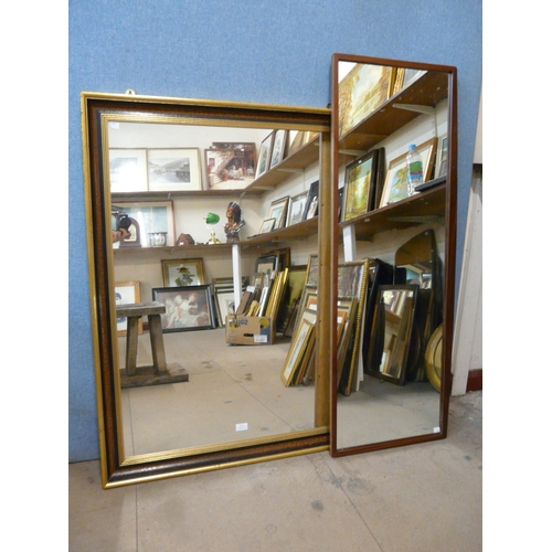 371 - A gilt framed mirror and a teak framed mirror