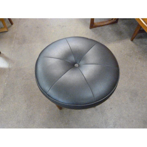 51 - A G-Plan Fresco teak and and black vinyl stool