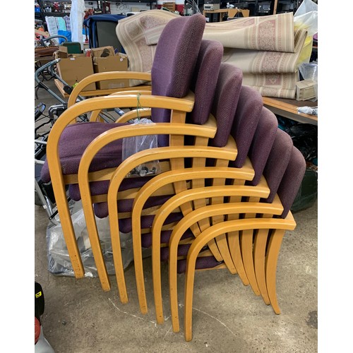 2322 - Twenty 1980 wood and fabric chairs