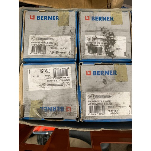 2075 - Approx. 24 boxes of unused Berner screws and fixings
