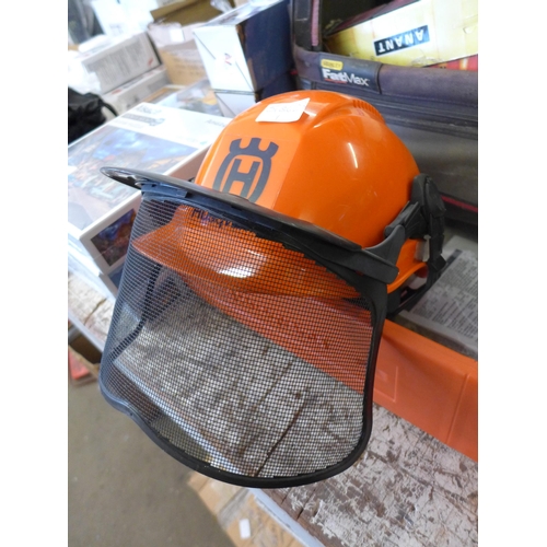 2097 - Husqvarna H136 petrol-driven chainsaw with helmet and instructions - W
