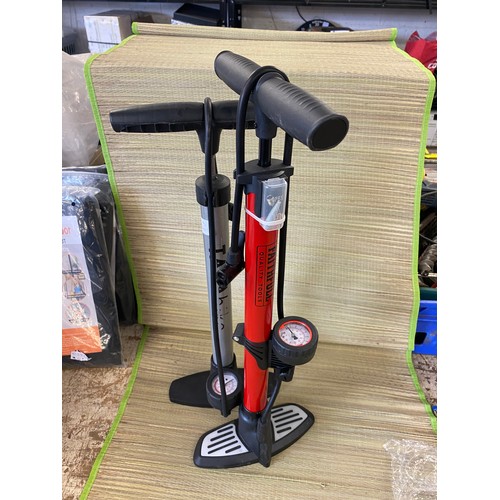 2100 - Two high pressure full size metal bike pumps with gauge