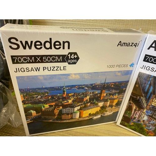 2105 - Three 1,000 piece jigsaws, German Stone Castle, Stockholm Coastal Scene, Alsace Coastal Scene, seale... 