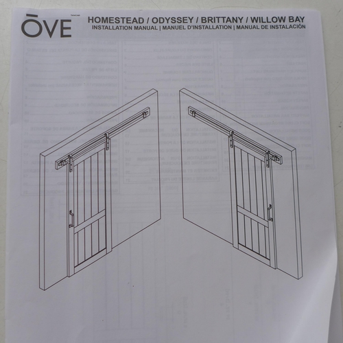 3004 - Ove Decors Brittany Mirrored White Wood Interior Barn Door, original RRP £308.33 + VAT (264Z-10) * T... 