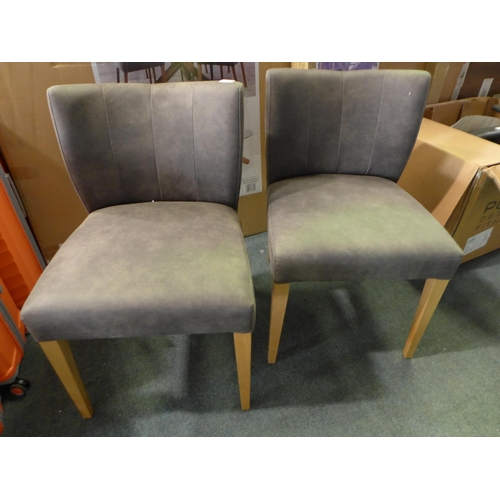 3021 - Two Bentley Designs Turin Grey Upholstered Low Back Dining Chairs (Damaged Fabric) (264Z-49/61) * Th... 