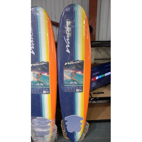 3049 - Wavestorm 8ft White and Orange Surfboard, original RRP £74.98 + VAT (264Z-23) * This lot is subject ... 