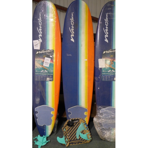 3051 - Wavestorm 8ft White and Orange Surfboard, original RRP £74.98 + VAT (264Z-25) * This lot is subject ... 