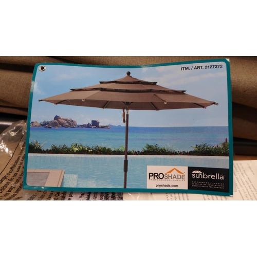 3075 - 11ft ProShade Aluminium Umbrella With Wood Finish, original RRP £183.33 + VAT Damaged Fabric. (263Z-... 