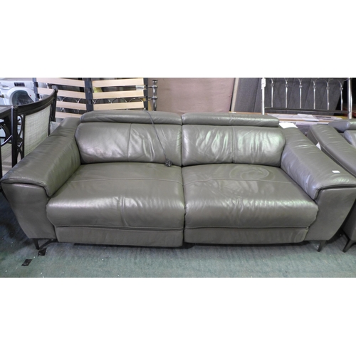 3102 - Kuka Warren Power Recline Dark Grey Three Leather Seater Sofa, original RRP £999.91 + VAT (264Z-39) ... 