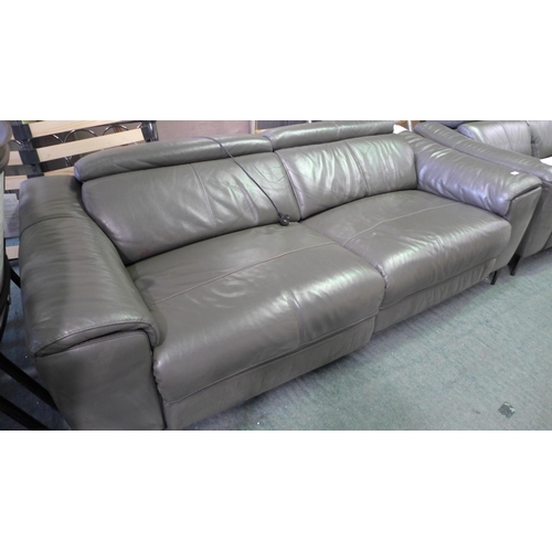 3102 - Kuka Warren Power Recline Dark Grey Three Leather Seater Sofa, original RRP £999.91 + VAT (264Z-39) ... 