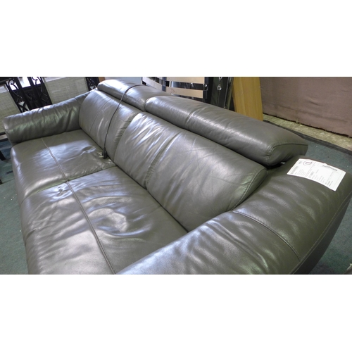 3102 - Kuka Warren Power Recline Dark Grey Three Leather Seater Sofa, original RRP £999.91 + VAT (264Z-39) ... 