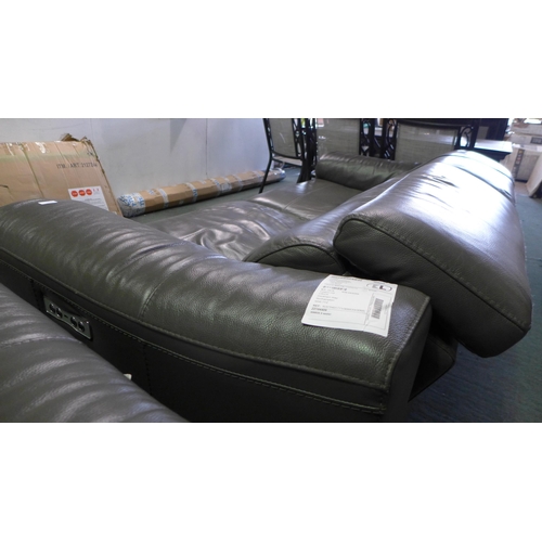 3102 - Kuka Warren Power Recline Dark Grey Three Leather Seater Sofa, original RRP £999.91 + VAT (264Z-39) ... 