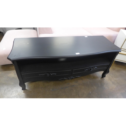 1705 - A black two drawer media unit