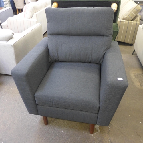 1711 - A Naples Flex Aostra grey fabric standard armchair - odd cushion