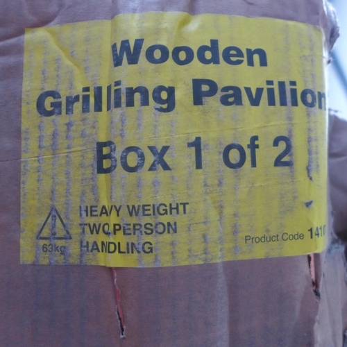 3006 - Anchor Fast Pine Wood BBQ Grilling Pavilion, parts missing (264Z-4) * This lot is subject to VAT