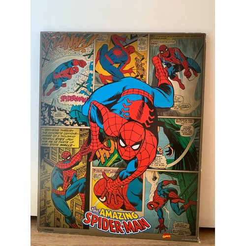 2181a - Marvel canvas and two wooden prints, Captain America 'Madbomb' canvas, Marvel Hero's, The Amazing Sp... 