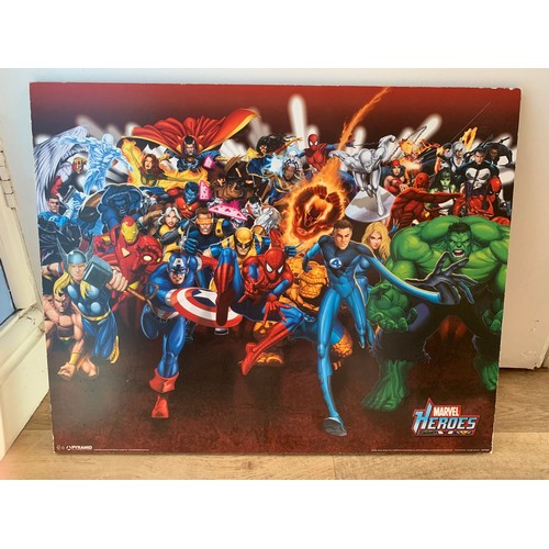 2181a - Marvel canvas and two wooden prints, Captain America 'Madbomb' canvas, Marvel Hero's, The Amazing Sp... 